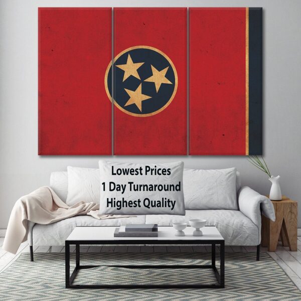 Vintage Tennessee Flag on Canvas, Tennessee Flag, Wall Art, Oregon Photo, Tennessee flag on canvas,Single or Multiple Panels Indiana flag