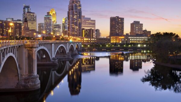 Minneapolis at night Printed on Canvas, Minneapolis Minnesota City skyline, Large Minneapolis Print, Minneapolis wall art, Canvas gifts, art