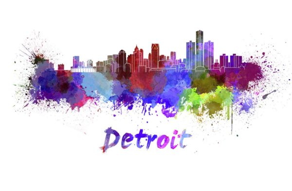 Detroit skyline watercolor canvas, Detroit Canvas Print, Detroit wall art, Canvas Wall Art, Watercolor Skyline, Gift Ideas, Detroit print