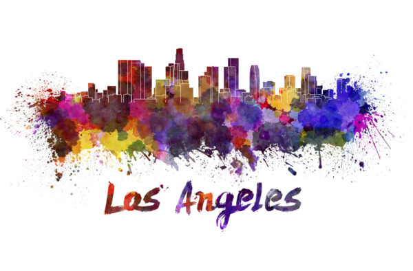 Los Angeles skyline watercolor canvas, Los Angeles Canvas Print, Los Angeles wall art, Canvas Wall Art, Watercolor Skyline, Gift Ideas