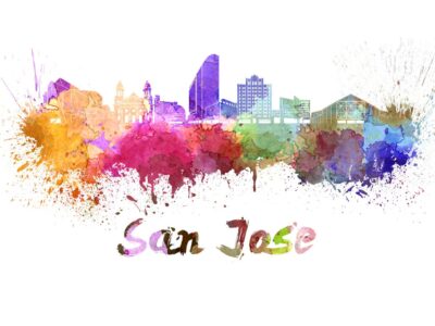 San Jose California skyline watercolor canvas, San Jose Canvas Print,  San Jose wall art, Canvas Wall Art, Watercolor Skyline, Gift Ideas