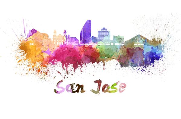 San Jose California skyline watercolor canvas, San Jose Canvas Print,  San Jose wall art, Canvas Wall Art, Watercolor Skyline, Gift Ideas