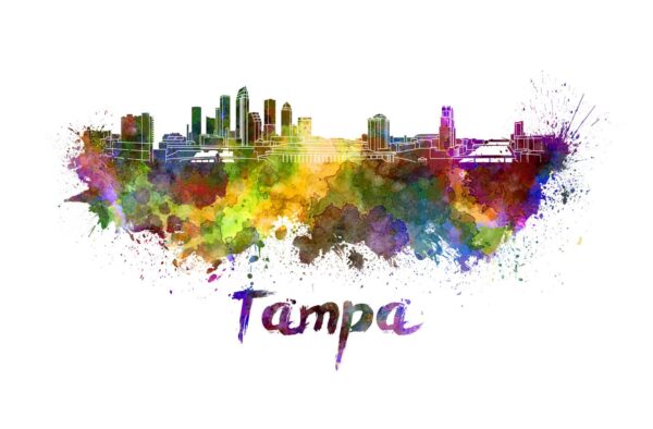 Tampa skyline watercolor canvas, Tampa Canvas Print, Tampa wall art,Tampa Canvas Wall Art, Watercolor Skyline, Gift Ideas, Tampa print