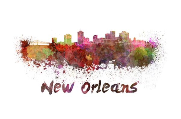 New Orleans skyline watercolor canvas, New Orleans Canvas Print, New Orleans wall art, Canvas Wall Art, Watercolor Skyline, Gift Ideas