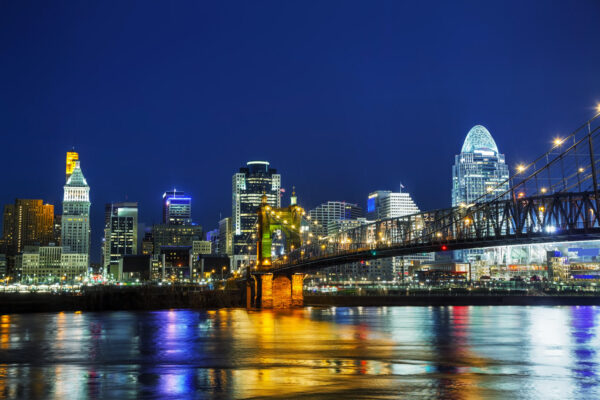 Cincinnati at night, Cincinnati Canvas, Cincinnati skyline, Cincinnati Wall canvas, 3 panel or single panel, Cincinnati wall art