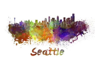 Seattle skyline watercolor canvas, SeattleCanvas Print, Seattle wall art, Seattle  Canvas Wall Art,Seattle Washington watercolor