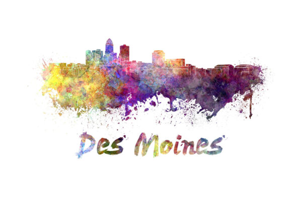 Des Moines skyline watercolor canvas,  Des Moines Canvas, Des Moines wall art, Des Moines Canvas Wall Art, Des Moines wall art canvas,