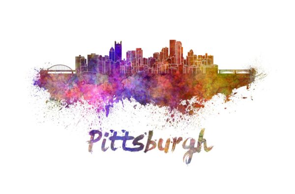 Pittsburgh skyline watercolor canvas,  Pittsburgh Canvas, OKC wall art, Pittsburgh Canvas Wall Art, Pittsburgh wall art canvas, Pennsylvania
