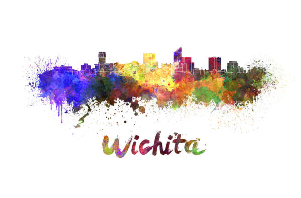 Wichita skyline watercolor canvas,  Wichita Canvas, Wichita wall art, Wichita Canvas Wall Art, Wichita wall art canvas, Wichita Nebraska