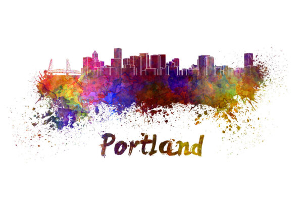 Portland skyline watercolor canvas,  Portland Canvas, Portland wall art, Portland Canvas Wall Art, Portland wall art canvas, Portland Oregon