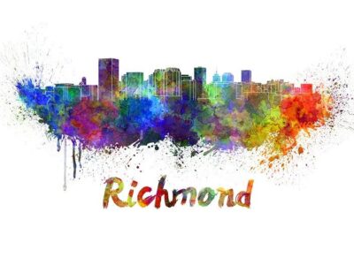 Richmond skyline watercolor canvas,  Richmond Canvas, Richmond wall art, Richmond Canvas Wall Art, Richmond wall art canvas, Richmond
