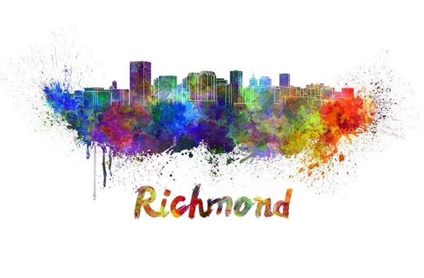 Richmond skyline watercolor canvas,  Richmond Canvas, Richmond wall art, Richmond Canvas Wall Art, Richmond wall art canvas, Richmond