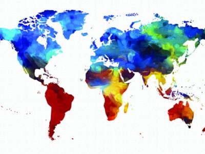 World Map wall art water color , Canvas large map, Wall art map, 3 panel or single panel,  As large as 4 x 6 FEET, Watercolor world map