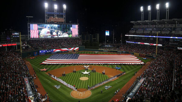 Progressive Field Printed on Canvas, Cleveland Baseball skyline, Large Cleveland Indians Print, Cleveland wall art, Canvas gifts, art