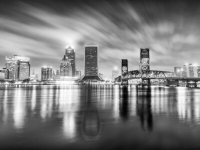 Jacksonville Florida canvas, Black and White, Jacksonville Canvas, Jacksonville skyline, Jacksonville Wall canvas, 3 panel or single panel,