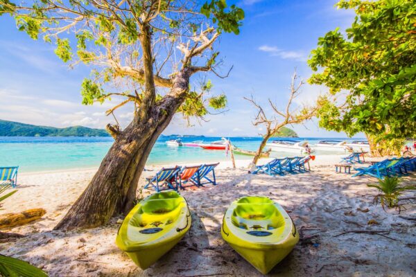 Beach photo on canvas, Printed on Canvas, Water kayaks canvas, Beach Print, Beach wall art, Canvas gifts, art kayaks