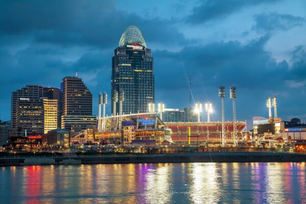 Great American Ballpark  Printed on Canvas, Cincinnati skyline, Large Cincinnati Reds Print, Cincinnati wall art, Canvas gifts, art