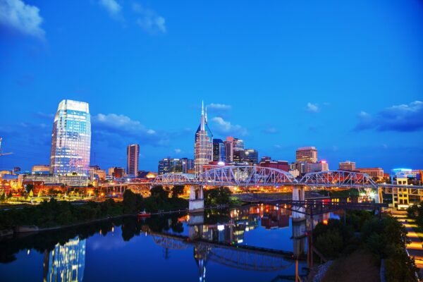Nashville at dusk, Nashville Canvas, Nashville skyline, Nashville Wall canvas, 3 panel or single panel Nashville art, photo, wall art