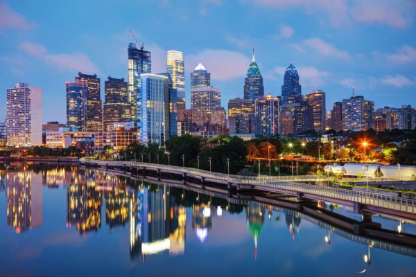 Philadelphia Pensylvania wall art canvas, Philadelphia skyline and Schuykill River,  3 panel, single panel Philly art, Philadelphia wall art