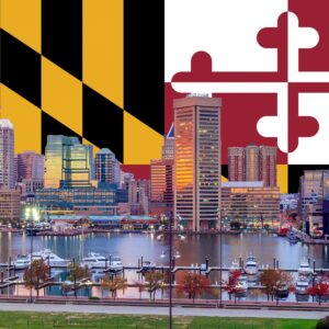 Baltimore Inner Harbor canvas, Maryland Flag ,  Baltimore wall canvas, Inner Harbor photo wall art print, Baltimore Maryland Flag collage