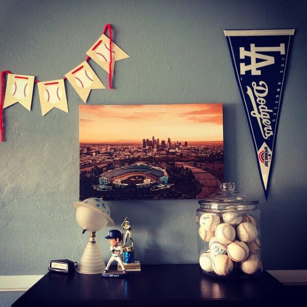 Dodger Stadium Watercolor, LA Skyline watercolor,Los Angeles watercolor skyline, Large LA Dodger baseball  wall art, Canvas gifts, art