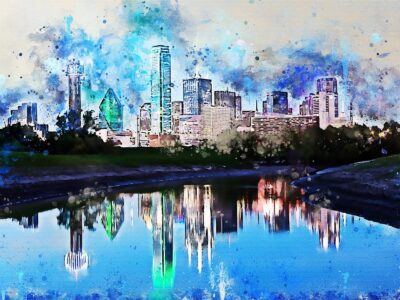 Dallas skyline watercolor, TX canvas watercolor, Dallas watercolor,Texas, City skyline,  Dallas Texas wall art, Canvas gifts, art