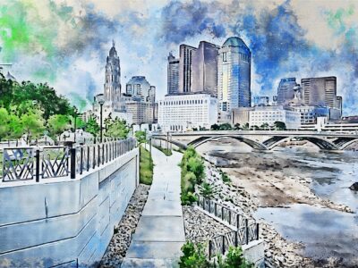 Columbus skyline watercolor canvas, Columbus watercolor canvas, Columbus Wall canvas, Columbus watercolor art Columbus photo, Columbus