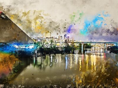 Memphis TN watercolor canvas, Memphis Watercolor Canvas,  Memphis wall canvas, Memphis decor. Memphis print watercolor