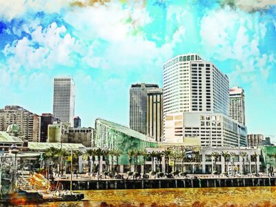 New Orleans skyline watercolor canvas, New Orleans Canvas Print, New Orleans wall art, Canvas Wall Art, Watercolor Skyline, Gift Ideas