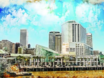 New Orleans skyline watercolor canvas, New Orleans Canvas Print, New Orleans wall art, Canvas Wall Art, Watercolor Skyline, Gift Ideas