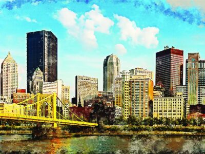 Pittsburgh skyline watercolor canvas,  Pittsburgh Canvas,  Pittsburgh Canvas Wall Art, Pittsburgh watercolorwall art canvas, Pennsylvania,