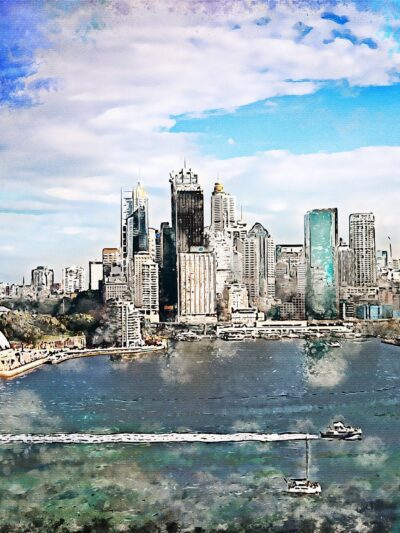 Sydney watercolor Canvas, City skyline, Large Sydney Australia watercolor, Austraila  wall art, Canvas gifts, art, Australia vacation