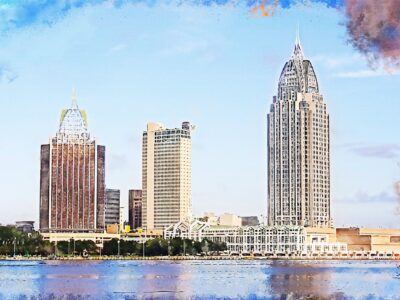 Mobile Alabama watercolor canvas,Mobile watercolor Canvas Wall Art, Mobile  wall art canvas, Mobile Alabama watercolor framed canvas art