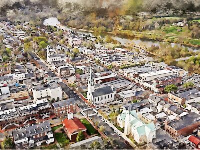 Fredericksburg skyline watercolor canvas,Fredericksburg  Canvas, Fredericksburg Canvas Wall Art, Fredericksburg watercolor wall art canvas,