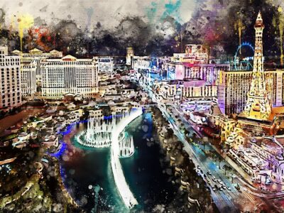 Las Vegas watercolor skyline, Las Vegas skyline print, Wall canvas, Watercolor print Las Vegas Las Vegas at night photo, Las Vegas art print