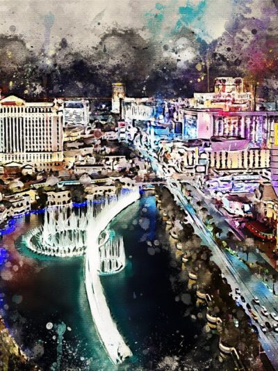 Las Vegas watercolor skyline, Las Vegas skyline print, Wall canvas, Watercolor print Las Vegas Las Vegas at night photo, Las Vegas art print