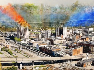 Roanoke Virginia watercolor skyline canvas, Roanoke watercolor Canvas Wall Art, Roanoke Virginia wall art canvas, Roanoke framed canvas art