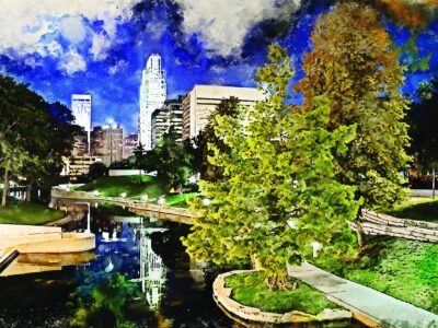 Omaha Nebraska watercolor skyline canvas, Omaha watercolor Canvas Wall Art, Omaha Kansas wall art canvas, Omaha framed canvas art