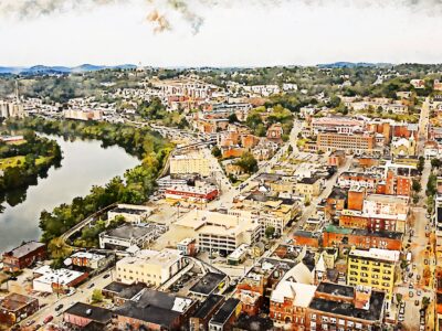 Morgantown West Virginia watercolor canvas, Morgantown watercolor Canvas Wall Art, Morgantown wall art canvas, Morgantown WV framed canvas