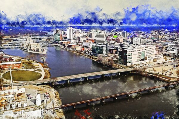 Cedar Rapids Iowa watercolor, Cedar Rapids watercolor, Cedar Rapids Iowa Canvas Wall Art, Cedar Rapids wall art canvas,Cedar Rapidswall art,