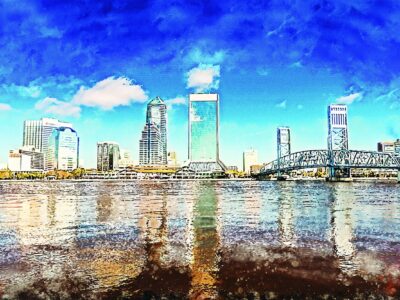 Jacksonville watercolor, Jacksonville Canvas, Jacksonville watercolor skyline, Jacksonville Wall canvas, Jacksonville wall art