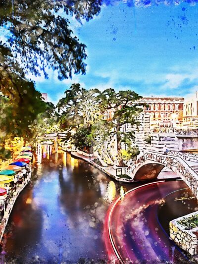 San Antonio riverwalk watercolor, San Antonio Riverwalk, San Antonio Riverwalk, San Antonio Wall canvas, Teax wall art, San Antonio decor,