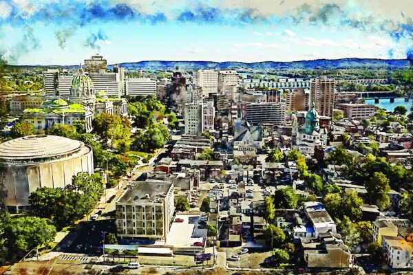 Harrisburg watercolor canvas, Harrisburg watercolor, Harrisburg Canvas Wall Art, Harrisburg wall art canvas, Harrisburg  wall art,