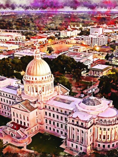 Jackson Mississippi watercolor canvas, Jackson watercolor  Jackson Canvas Wall Art, Jackson Mississippi wall art canvas, Jackson wall art,