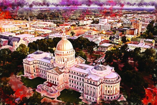 Jackson Mississippi watercolor canvas, Jackson watercolor  Jackson Canvas Wall Art, Jackson Mississippi wall art canvas, Jackson wall art,