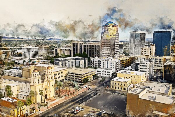 Tucson watercolor canvas, Tucson watercolor Canvas  Canvas Tuscon Art, Tucson watercolor wall art canvas, Tucson wall art,