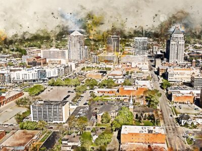 Greensboro watercolor canvas, Greensboro skyline watercolor,  Greensboro NC Canvas Wall Art, Greensboro wall art canvas,