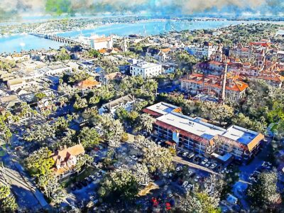 St Augustine Florida watercolor Skyline, St Augustine watercolor Canvas St Augustine skyline,St Augustine  Wall canvas,