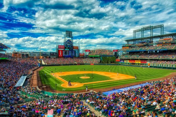 Coors Field Printed on Canvas, Denver skyline, Large Colorado Rockies Print, Rockies wall art, Canvas gifts, art, Baseball Colorado Rockies