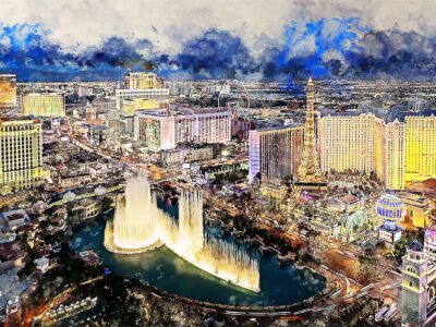 Las Vegas watercolor skyline, Las Vegas skyline print, , Las Vegas Watercolor print Las Vegas Las Vegas at night photo, Las Vegas art print